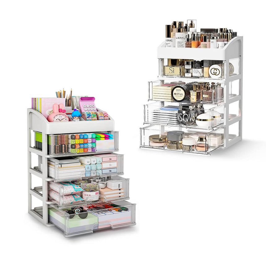 Multi purpose plastic drawer organizer for desk