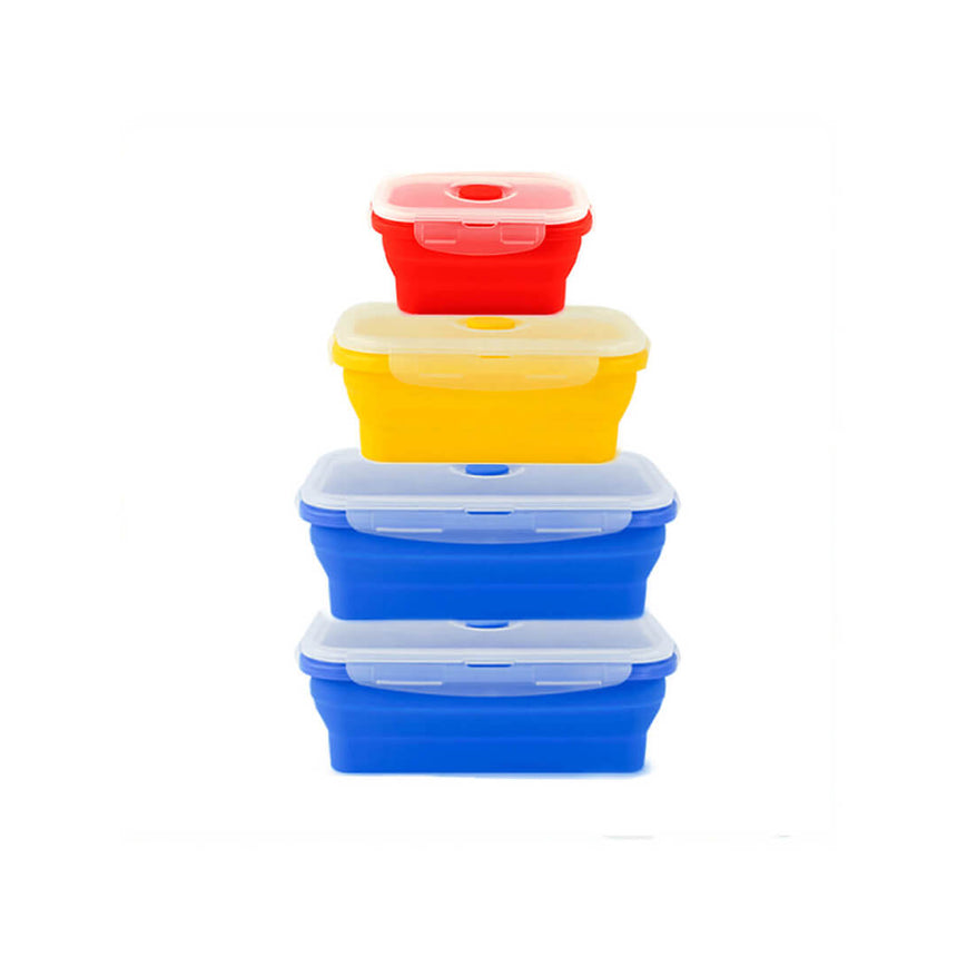 Silicone collapsible bento lunch box containers set