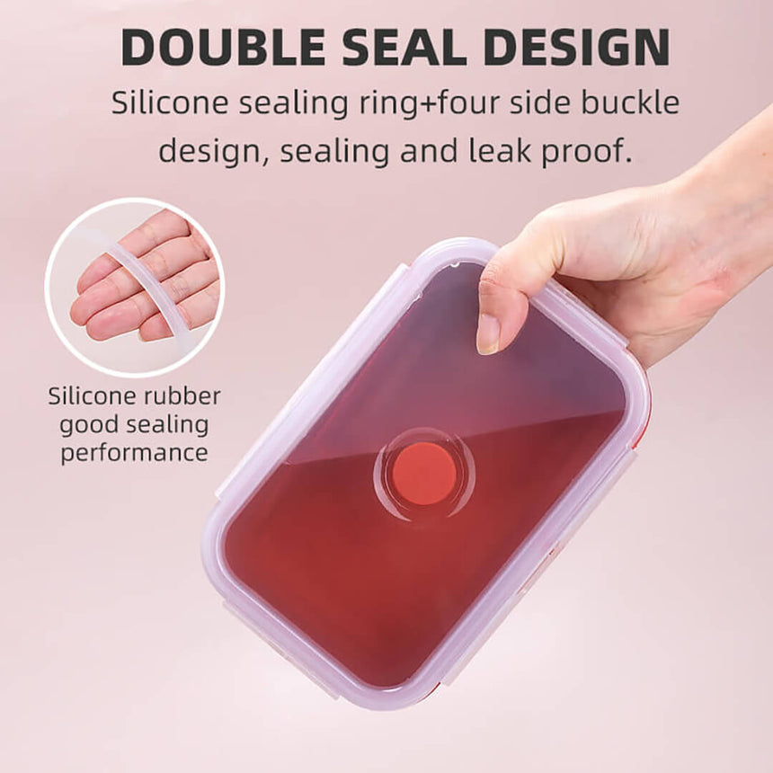 Leakproof and reusable collapsible food containers silicone set