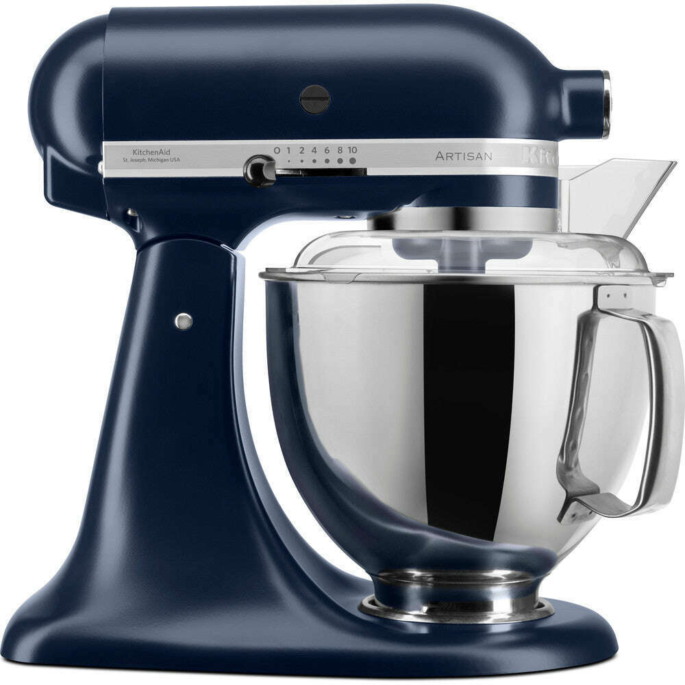 The German Outlet, KitchenAid, 4.8L Artisan Stand Mixer, Ink Blue + Pouring Shield $ Extra Bowl