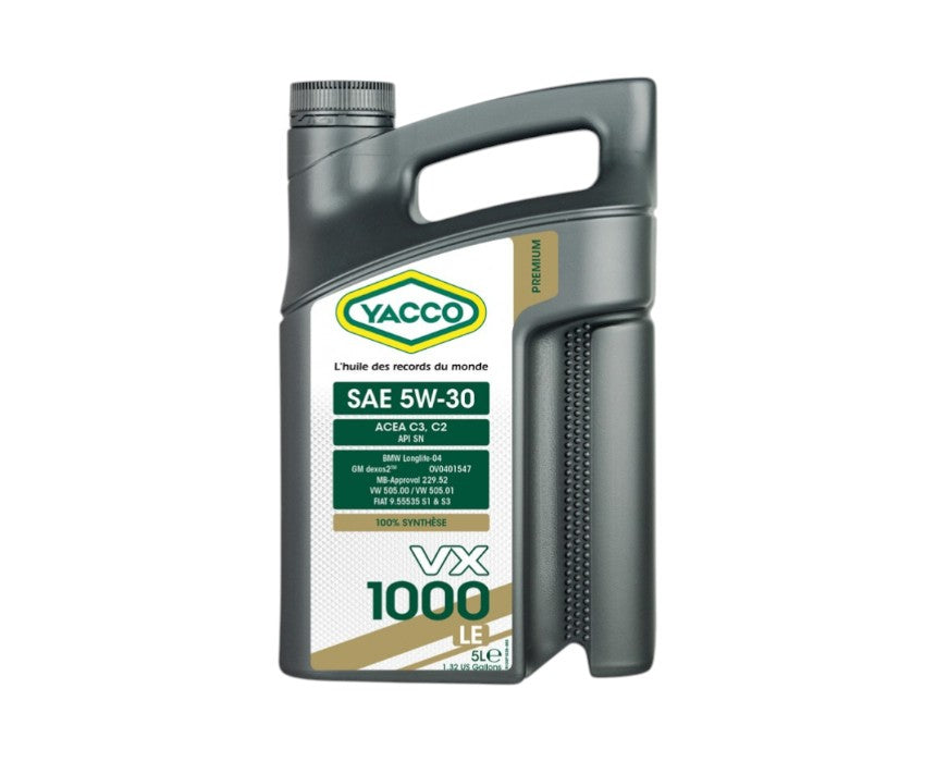 Yacco VX 1000 LE 5W30 Synthetic Engine Oil - 5 L - Made in France