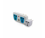 Electric Plug Adapter - EU - 4-Way - T-Shape - 2x USB - 13A