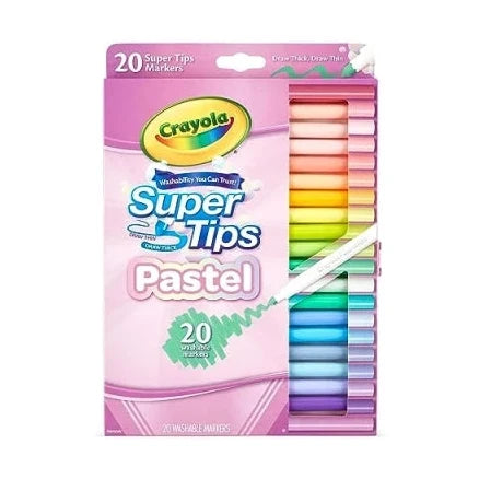 Crayola SuperTips Pastel Washable Markers, Pack of 20 by Crayola