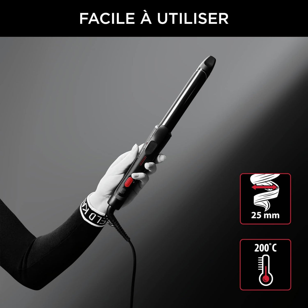 Rowenta x KARL LARGERFELD Curling wand, 25 mm curl wand Rowenta x KARL LARGERFELD Curling wand, 25 mm Rowenta x KARL LARGERFELD Curling wand, 25 mm Rowenta
