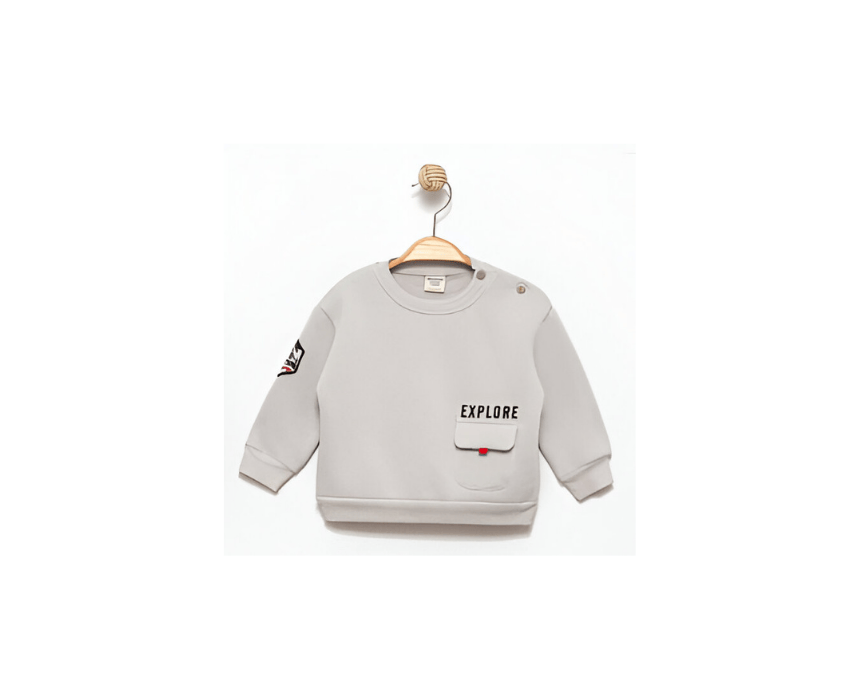 Printed Pocket Sweatshirt - Explore