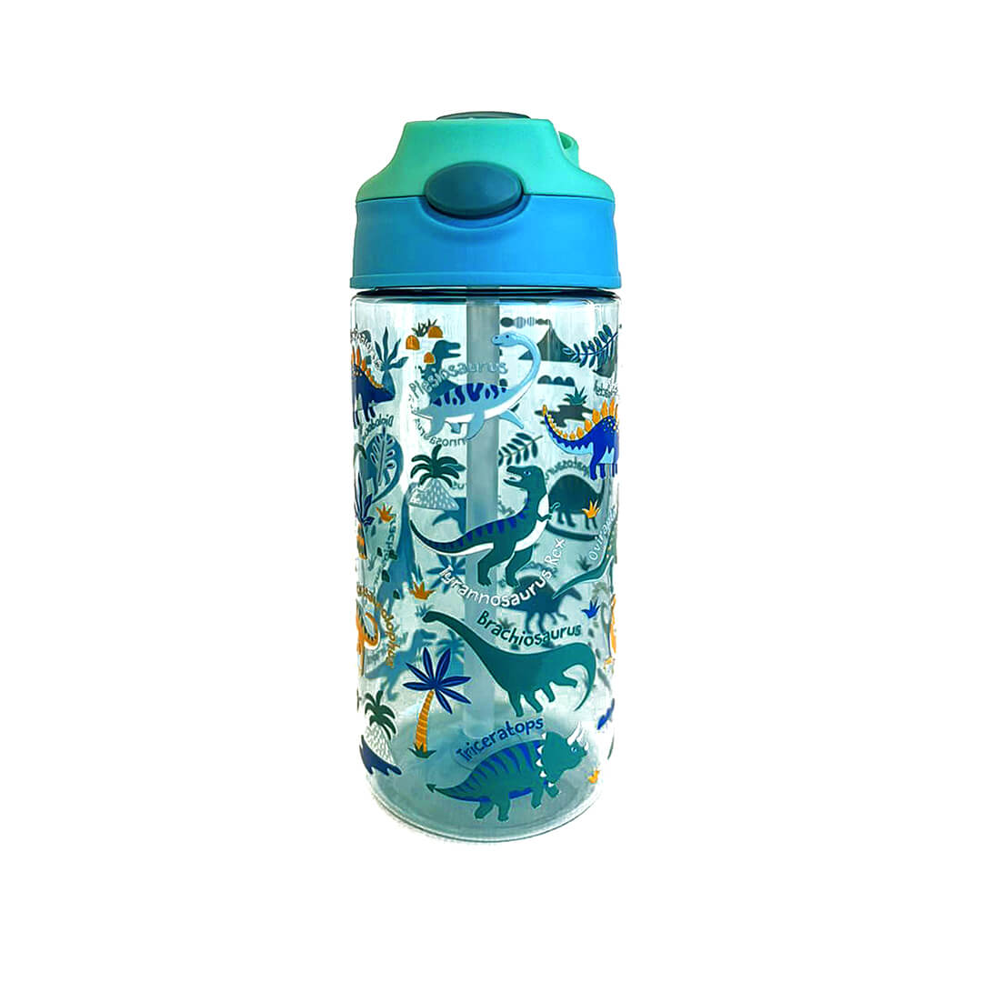 420 ml BPA-Free Water Bottles for Boys - Dino & Football Dinosaur Green
