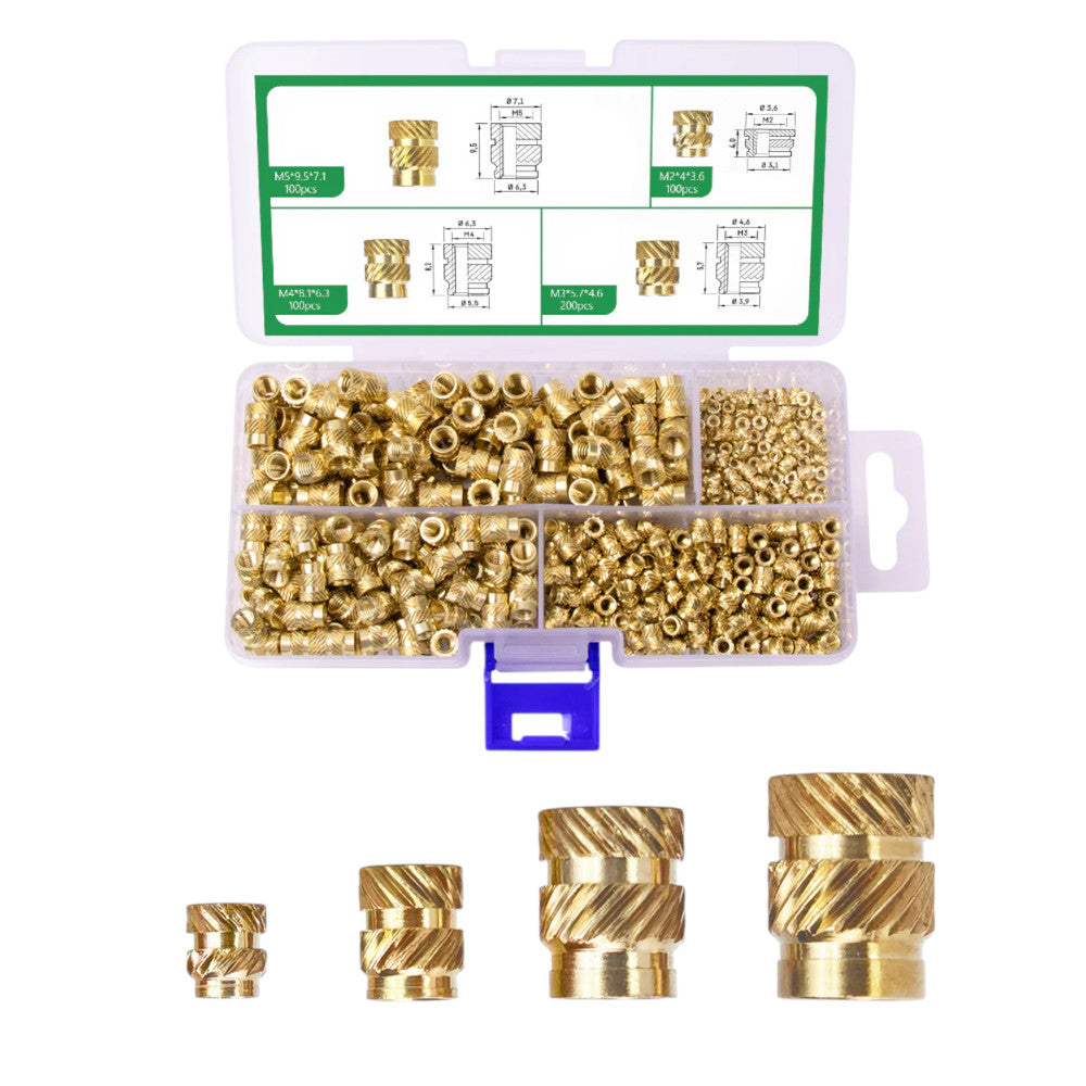 Brass Threaded Inserts Mix Kit 200 Pcs