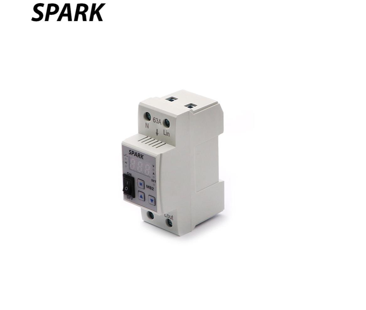 Voltage+Current Protector - Adjustable Digital Din Rail - 2~22A - Spark
