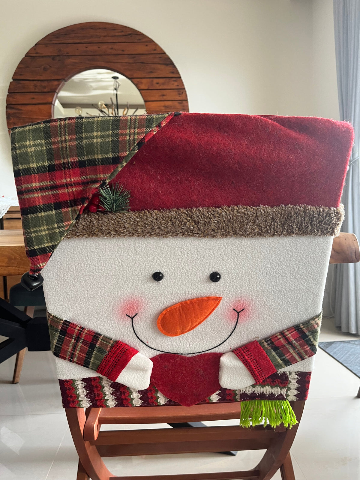 Christmas Chair Cover Santa And Snowman 45x50cm