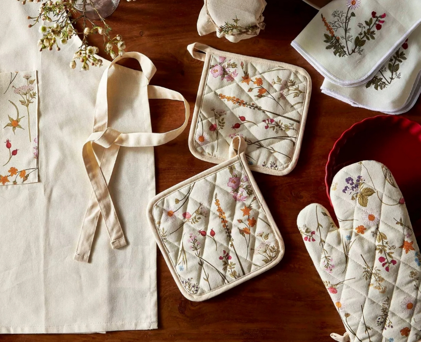 Garden Boho Oven Mitten Quilted Cotton