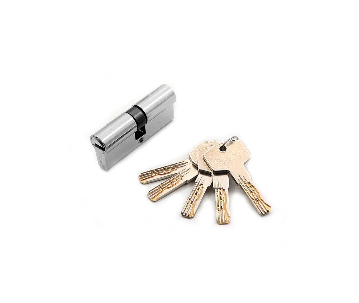 Door Lock Cylinder - 80mm - Chrome
