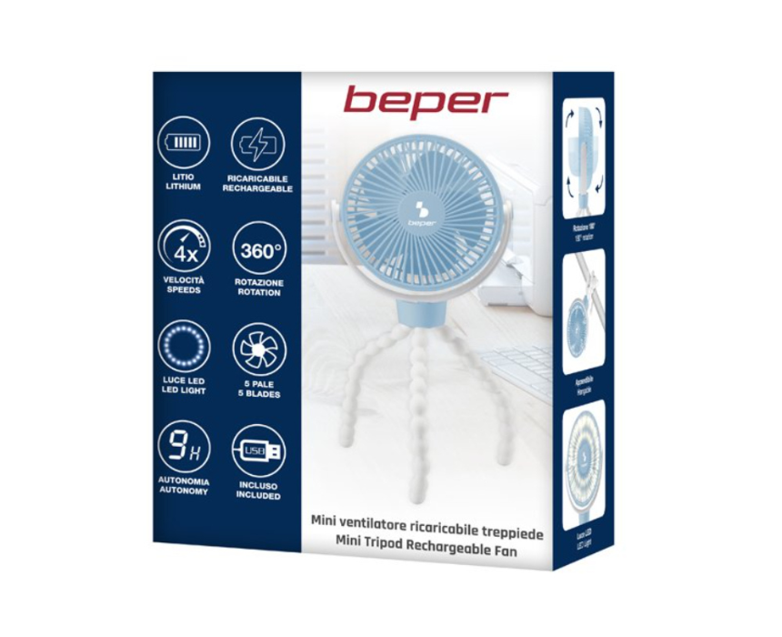 Beper Mini Rechargeable Tripod Fan