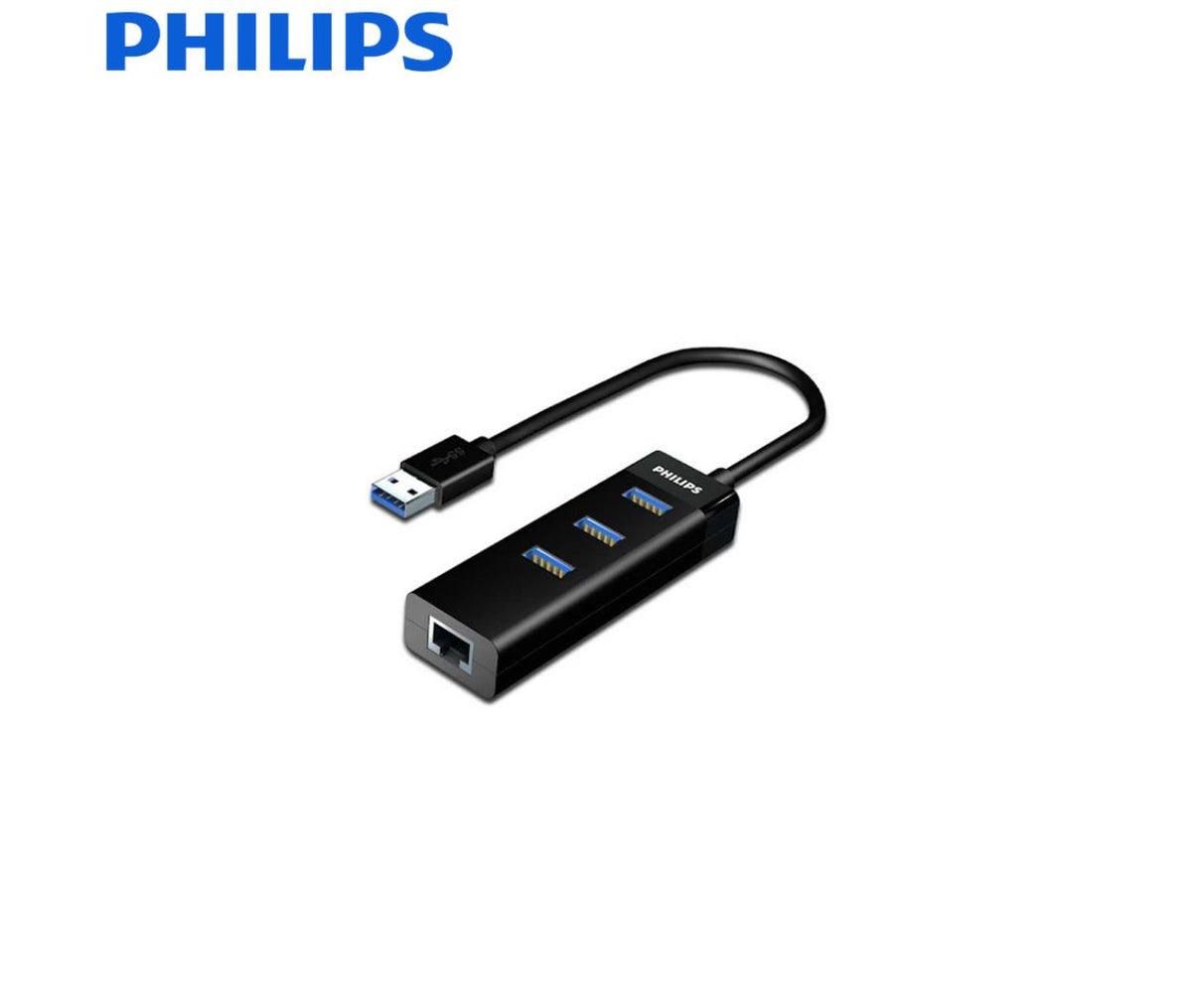Network Cable Adapter USB 3.0 - Ethernet RJ45 & 3x USB Philips