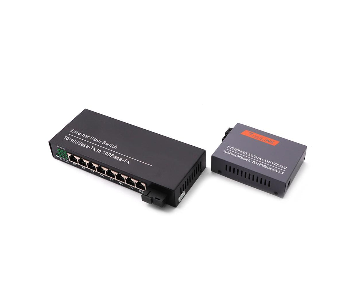 Media Converter 10/100 WDM Single Mode 8-Port Kit