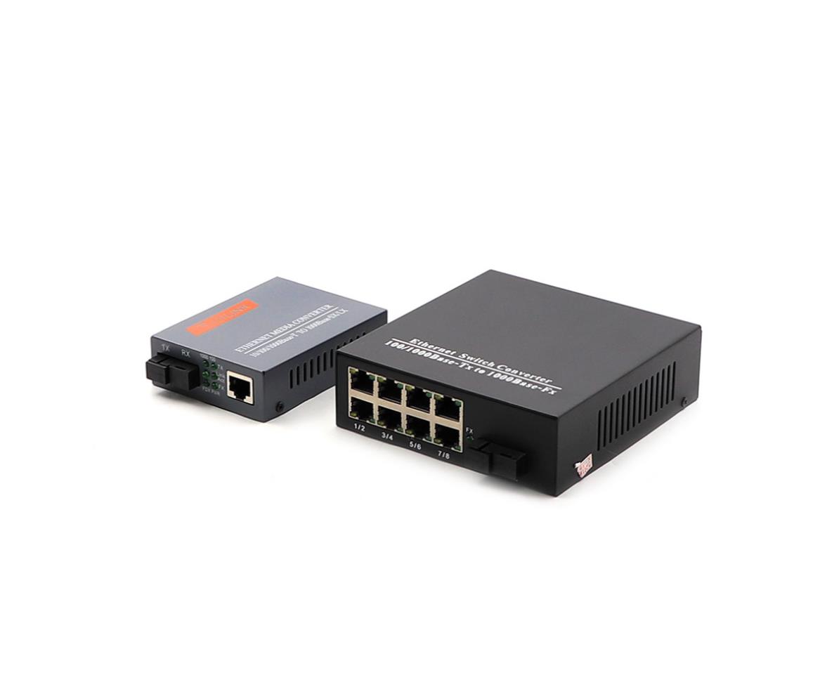 Media Converter 10/100/1000 WDM Single Mode 8-Port Kit