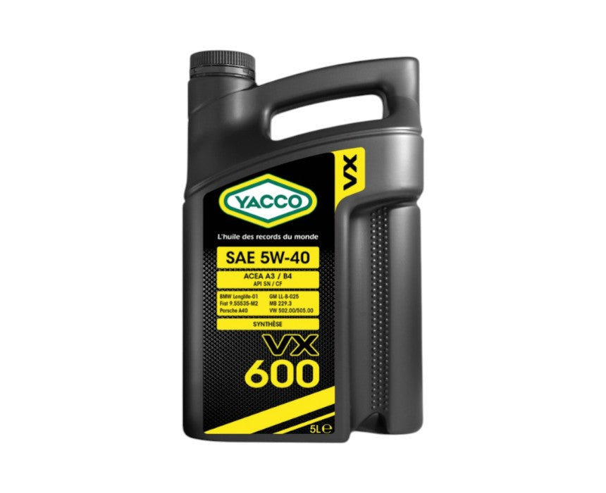 Yacco VX 600 SL/CF 5W40 Synthetic Engine Oil - 5 L - Made in France