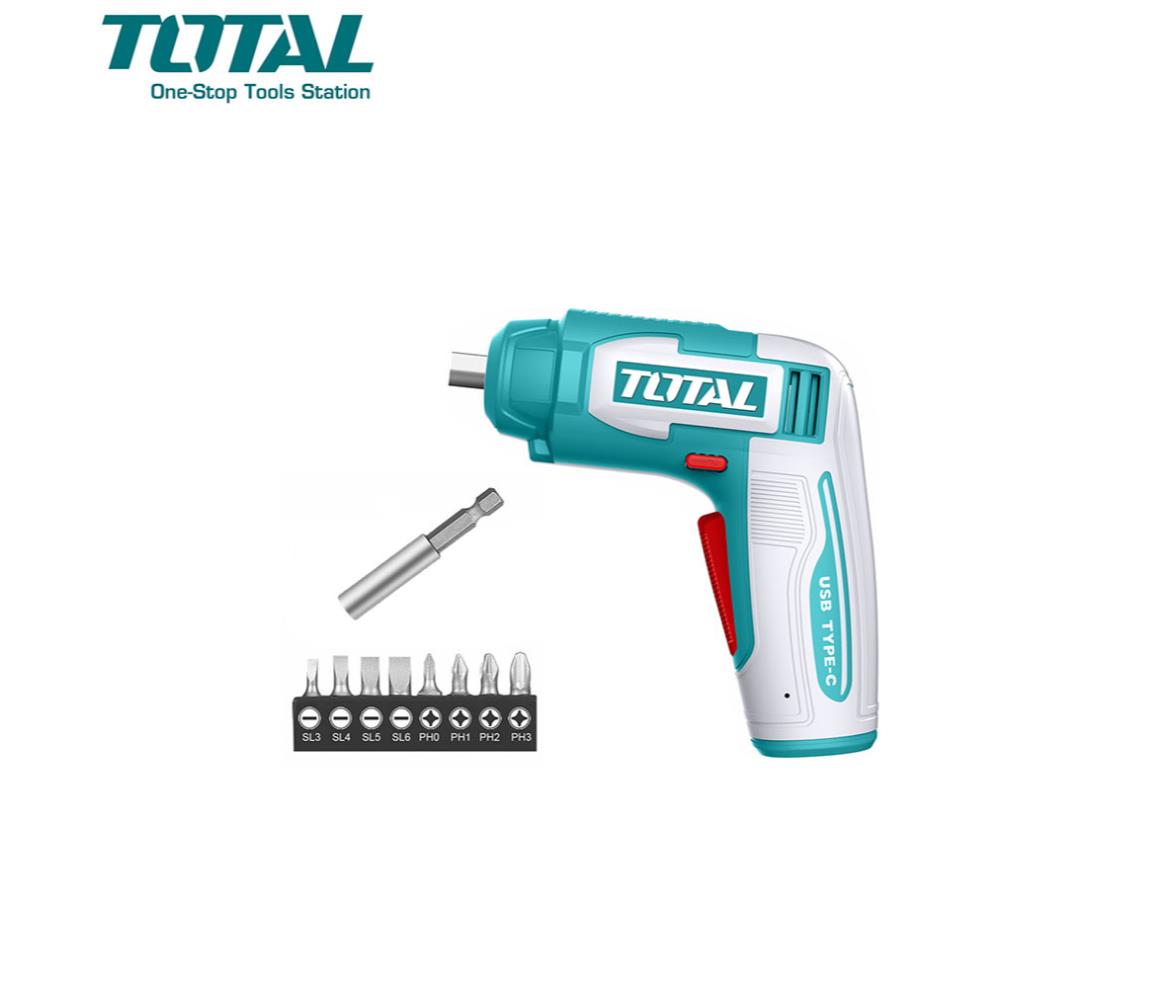 Electric Screwdriver Kit - Cordless - 4V - 10 Bits - Total