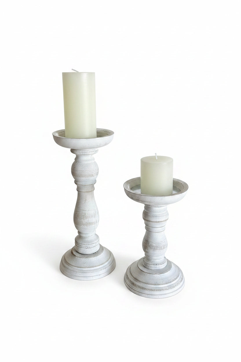 White Vintage Candle holders set