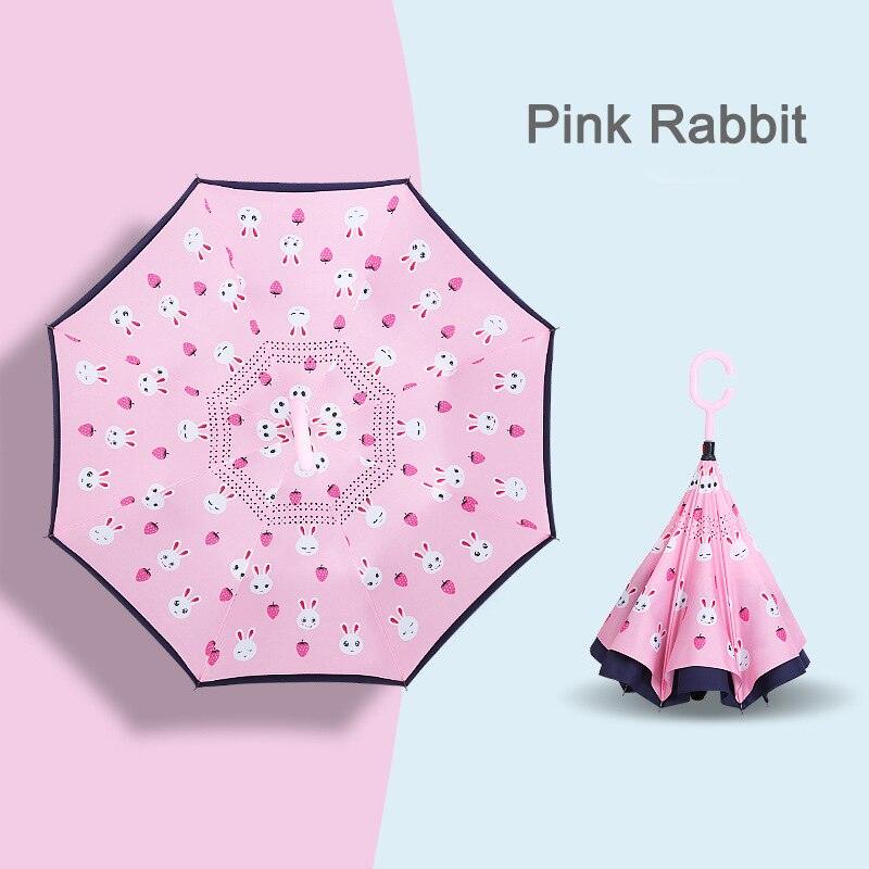 Double-Layer Kids Windproof Inverted Umbrella with C-Handle - Rabbit rabbit