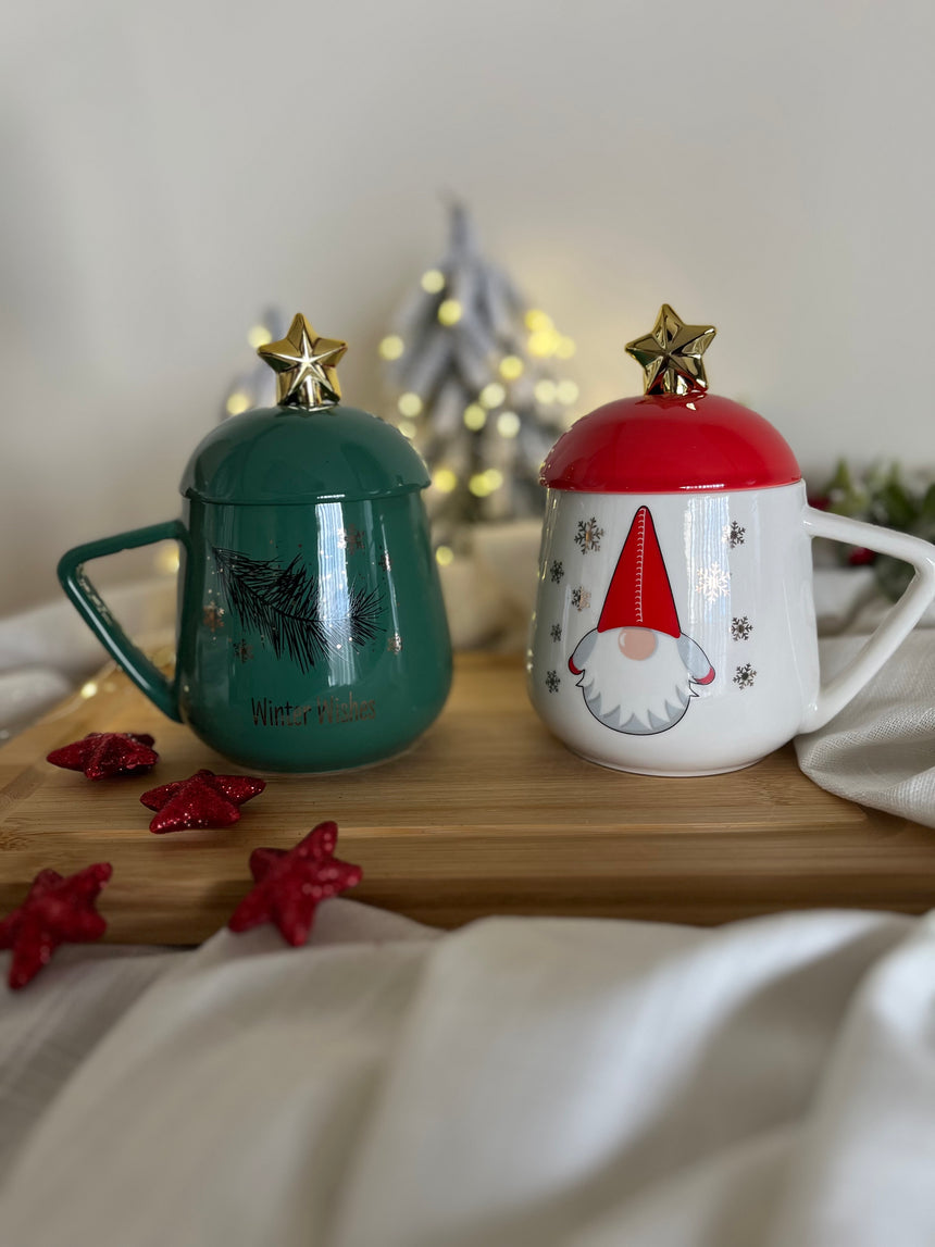 Christmas Mug with Cover and Star Spoon