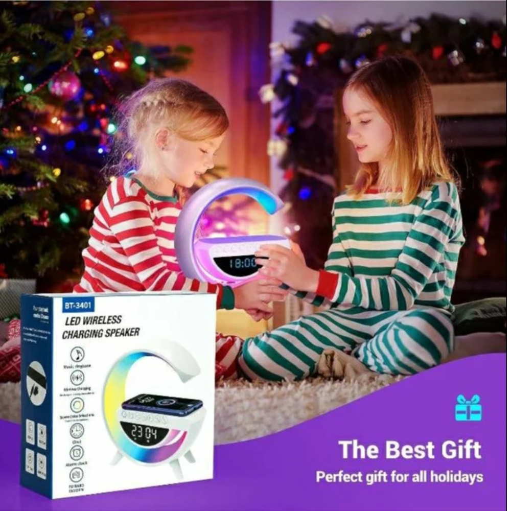 LED Atmosphere Lamp with Clock and Speaker