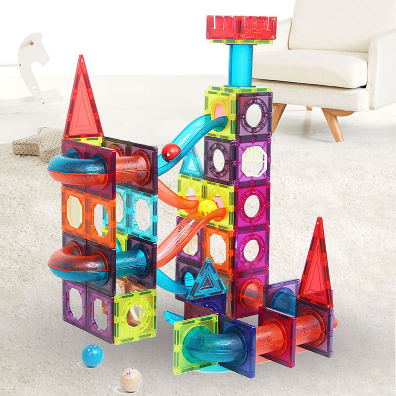 Magnetic Building Blocks & Marble Run Set - 125 Pieces