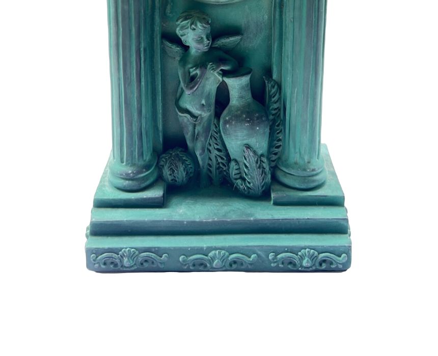 Baalbek Pillar Resin Clock in Antique Green