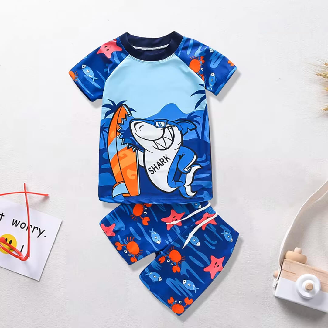 Kids Surfing Shark Swim Shorts Set – 5 - 6 years