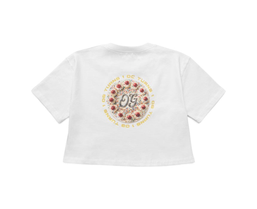 Cropped Birthday Tshirt White Plain