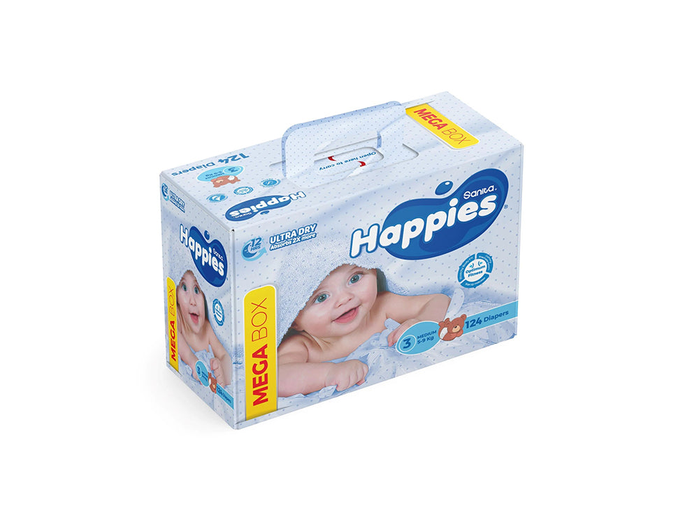 Happies 3 5-9 kg Diapers Mega Box 124 Pieces