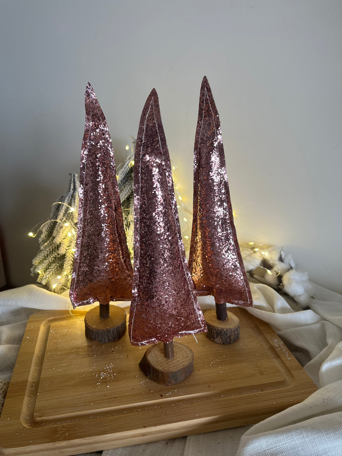 Christmas Shiny Decorative Tree With Wooden Stand