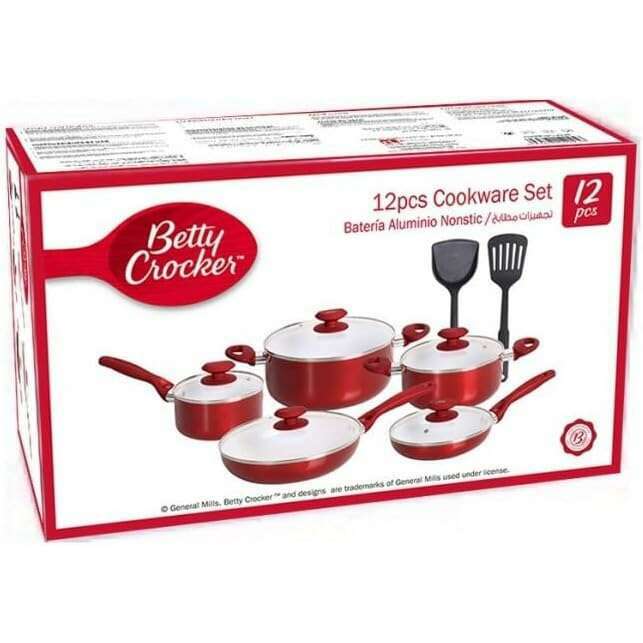 Non-Stick Ceramic Cookware Set, 12 Pieces Cooking set Non-Stick Ceramic Cookware Set, 12 Pieces Non-Stick Ceramic Cookware Set, 12 Pieces Betty Crocker