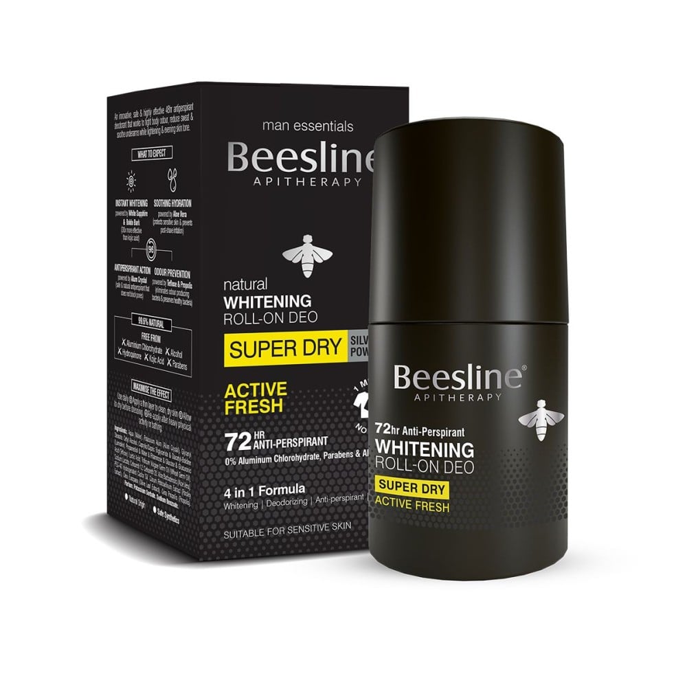 BEESLINE Whitening Roll-On Deo Super Dry, Silver Power - Active Fresh