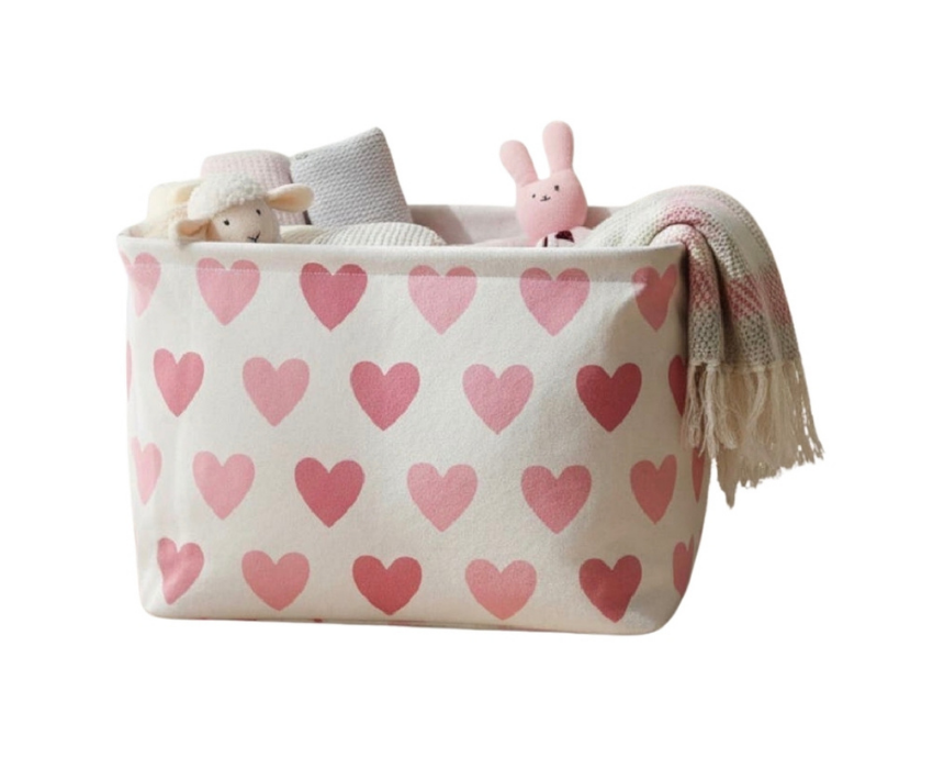 Hearts Printed Storage Basket