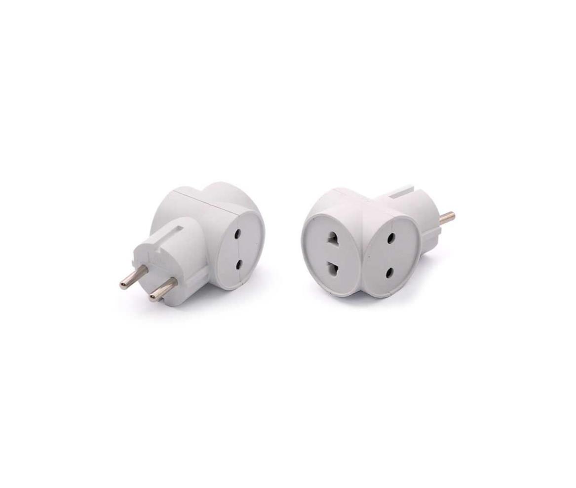 Electric Plug Adapter - EU - 3-Way - T-Shape - 10A - LQ