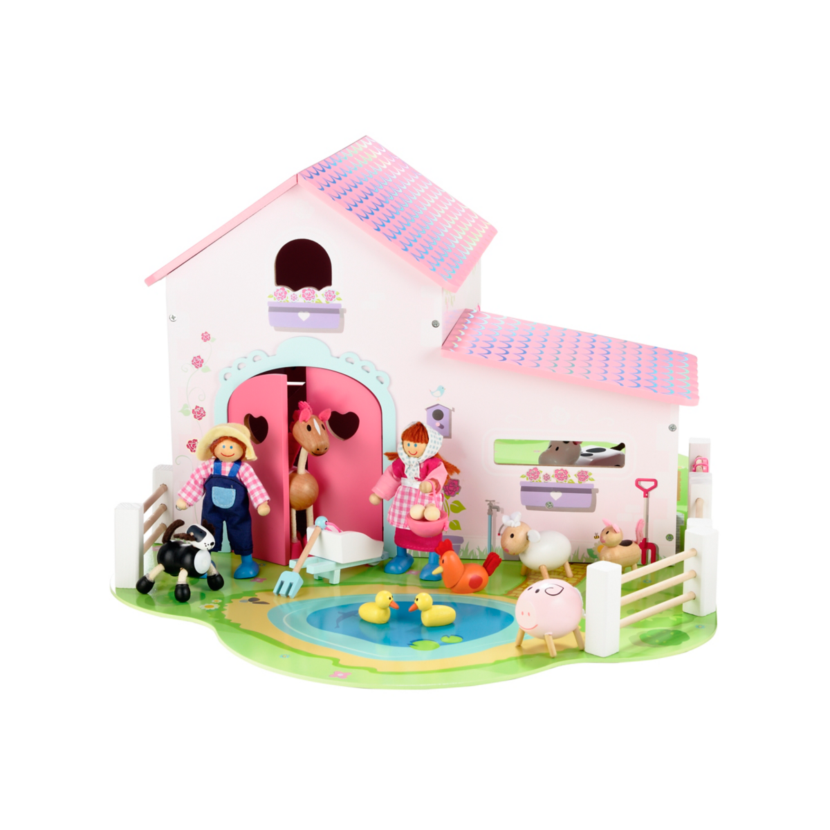 ELC Rosebud Wooden Farm Set