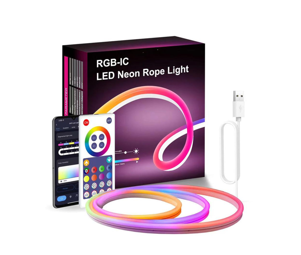 LED Rope Neon - 5~12V DC - 5M - RGB-IC - WiFi Tuya - 6x12mm