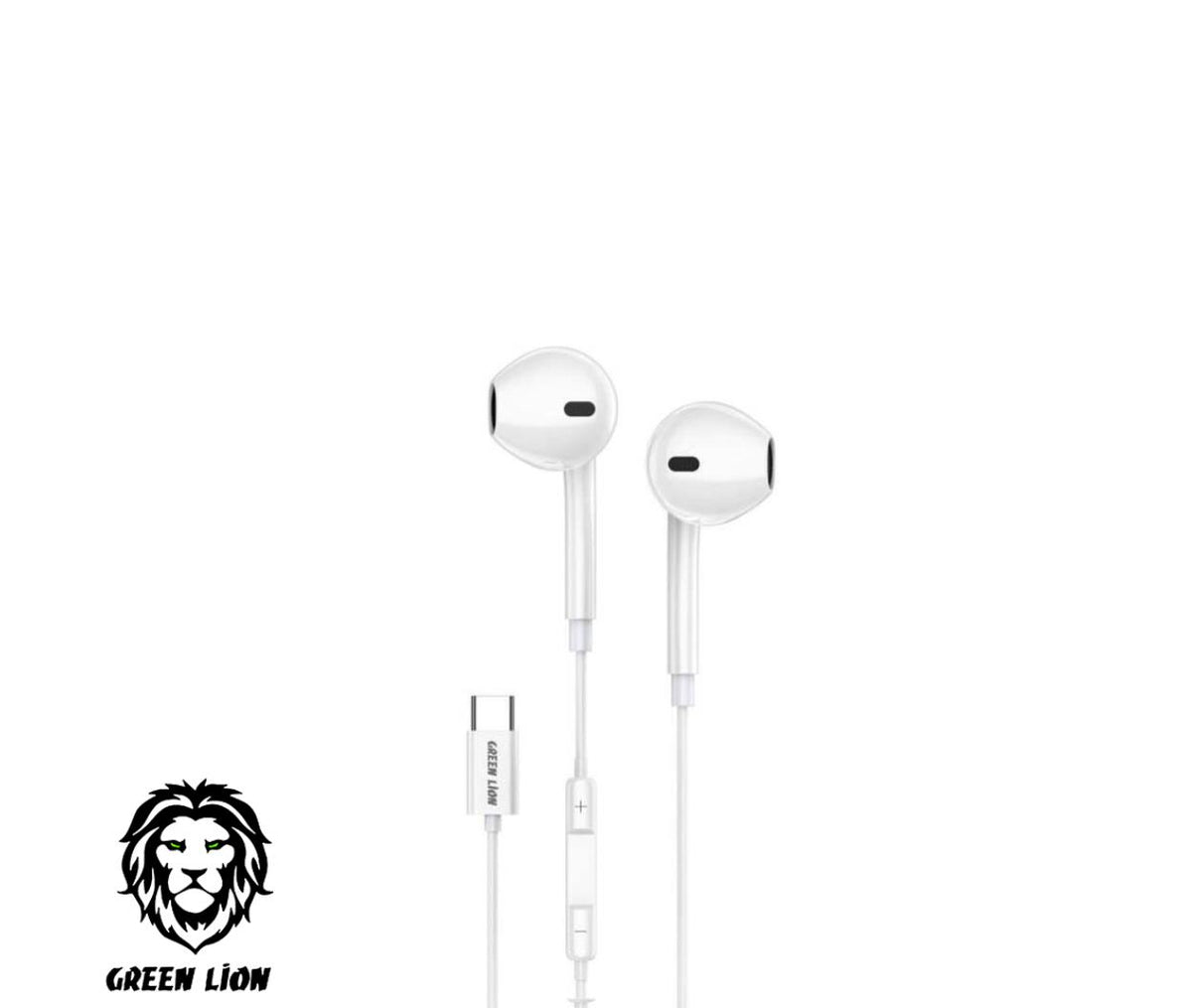 Earphone - Wired USB-C - Control & Mic Buttons - Green Lion