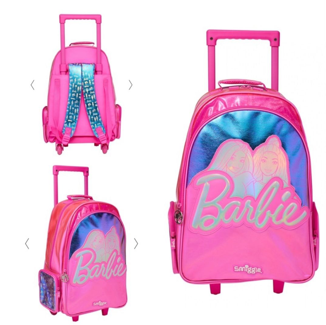Smiggle Backpack Light Up Wheels Barbie 48cm
