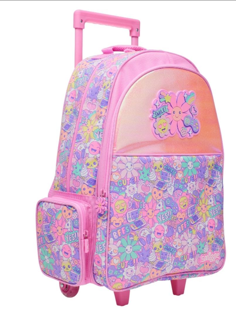 Smiggle Backpack | Light Up Wheels | Pink Flower