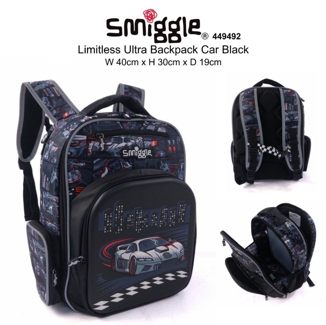 Smiggle Backpack Car Racing | (KG1-GR1) | 40cm