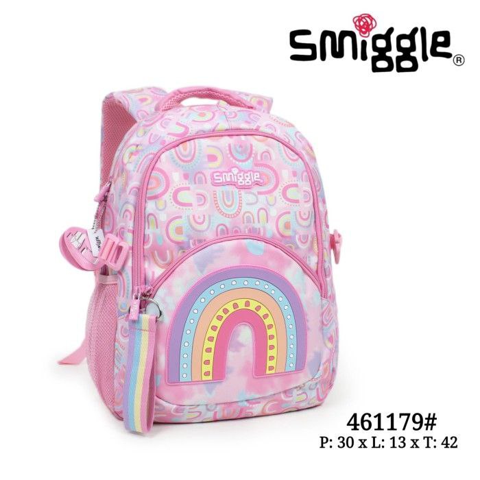 Smiggle Backpack Pink Rainbow 42cm