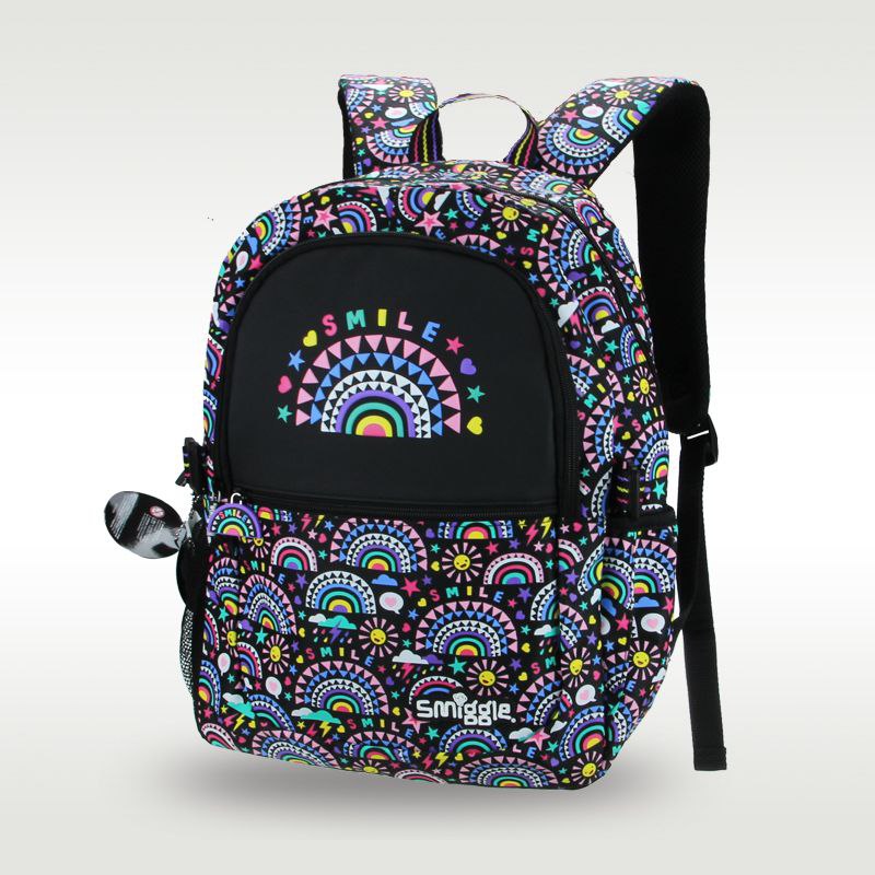 Smiggle Backpack Black rainbow | (G1-G3) | 42cm