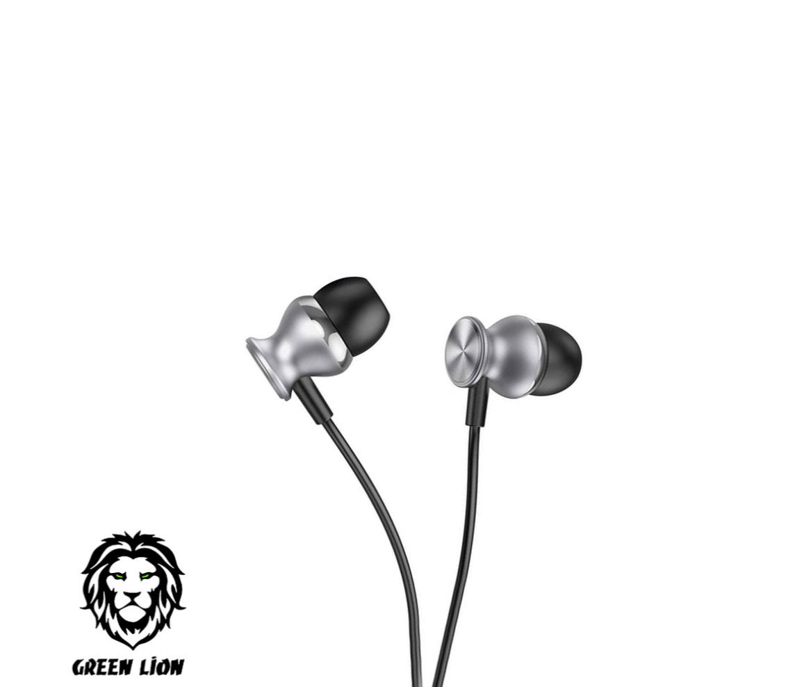 Earphone - Wired AUX Male Stereo - 1.2M - Metal - Green Lion