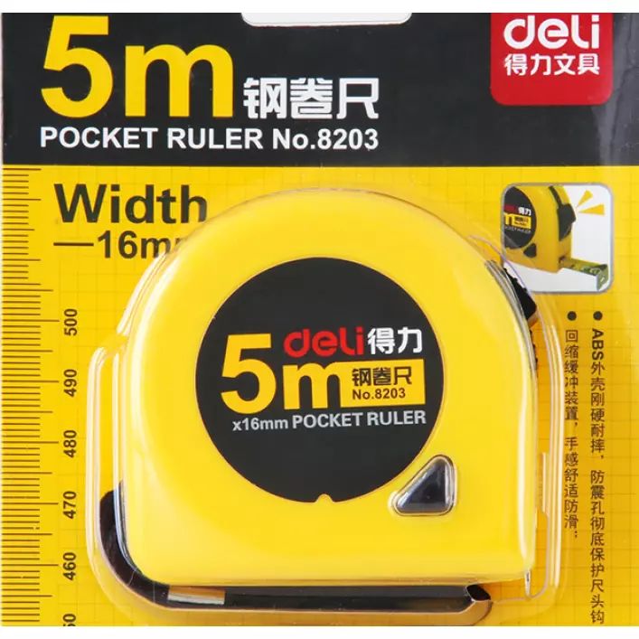 Deli Tape Measure 5m Pocket Ruler