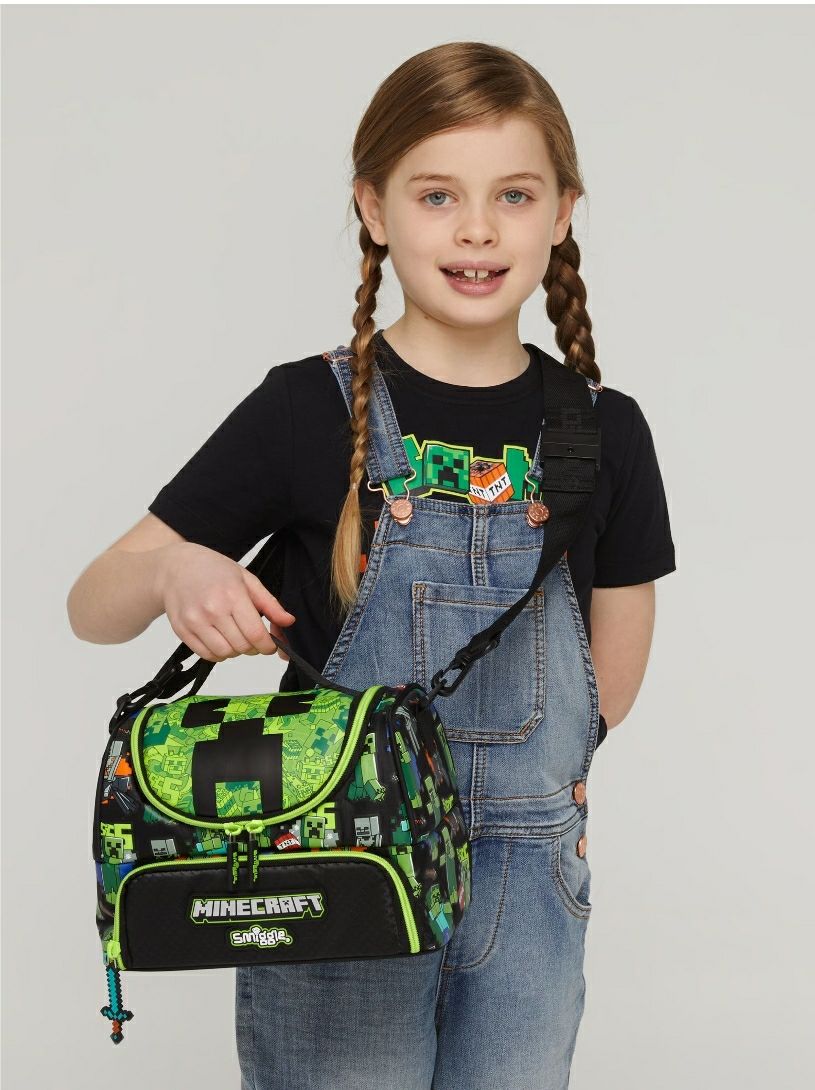 Smiggle Lunch Bag - Minecraft | Shoulder Straps | 24.5×16.5×15cm