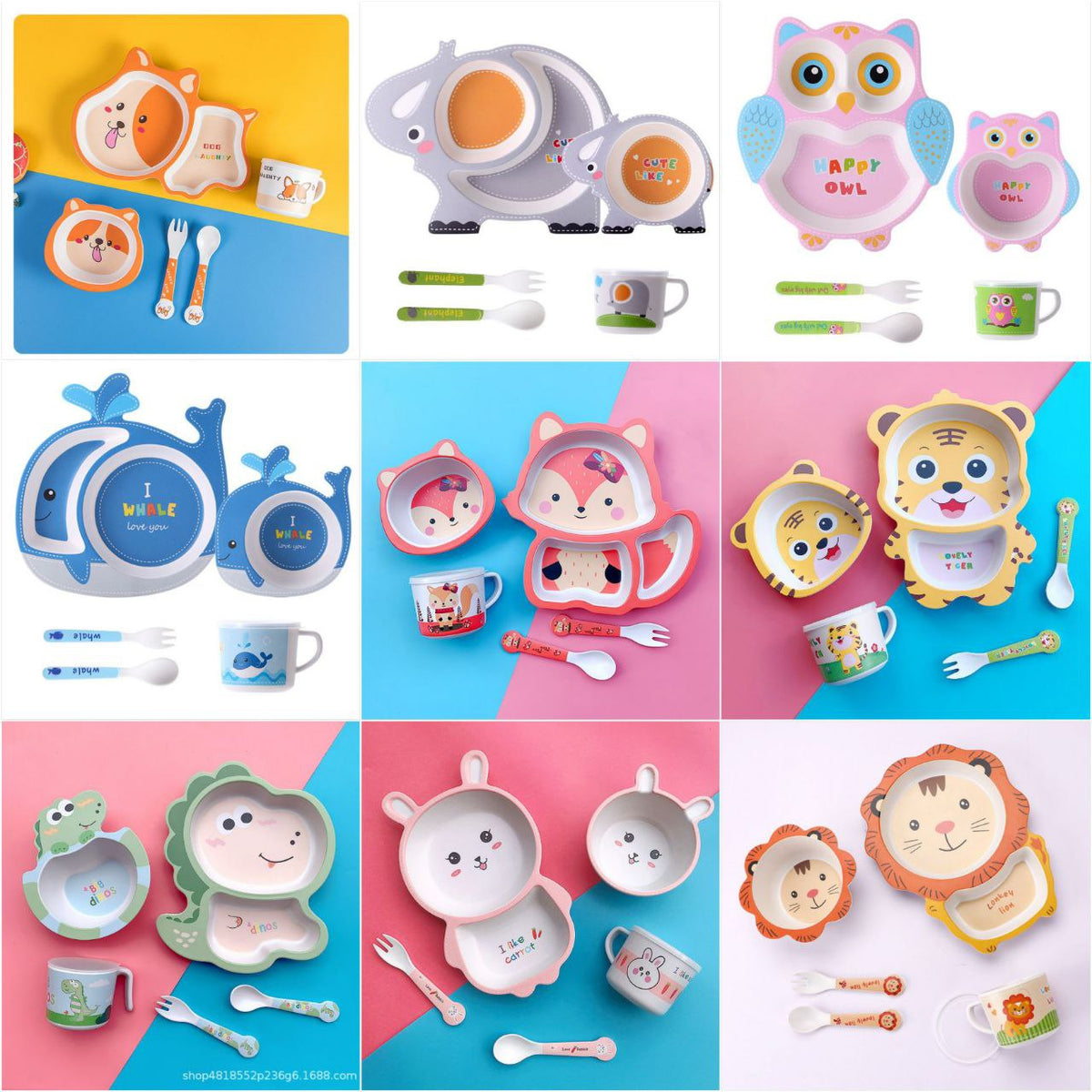 Kids Dinnerware Set Bamboo Fiber