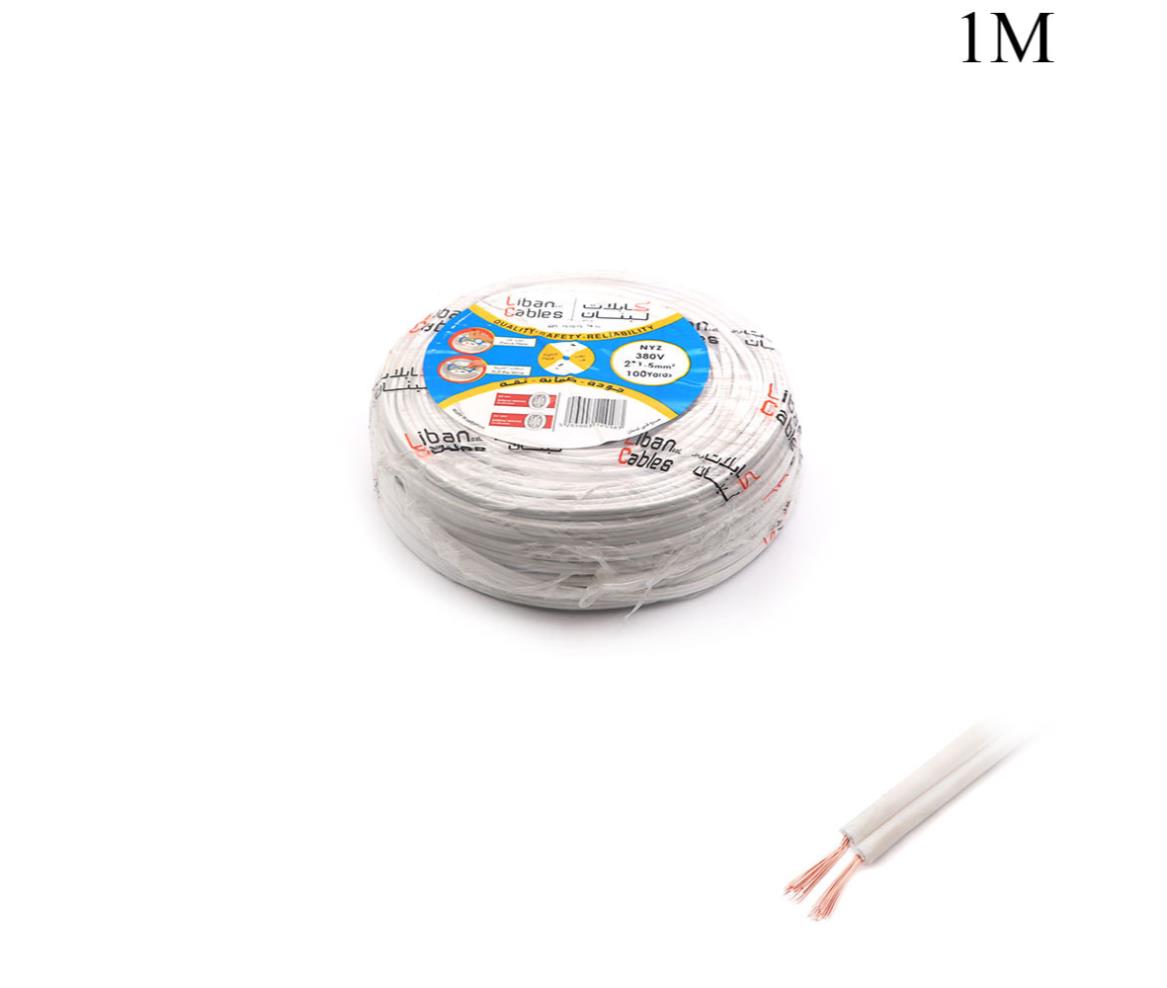 Liban Cables Wire Cable 2x1.50mm 1m White