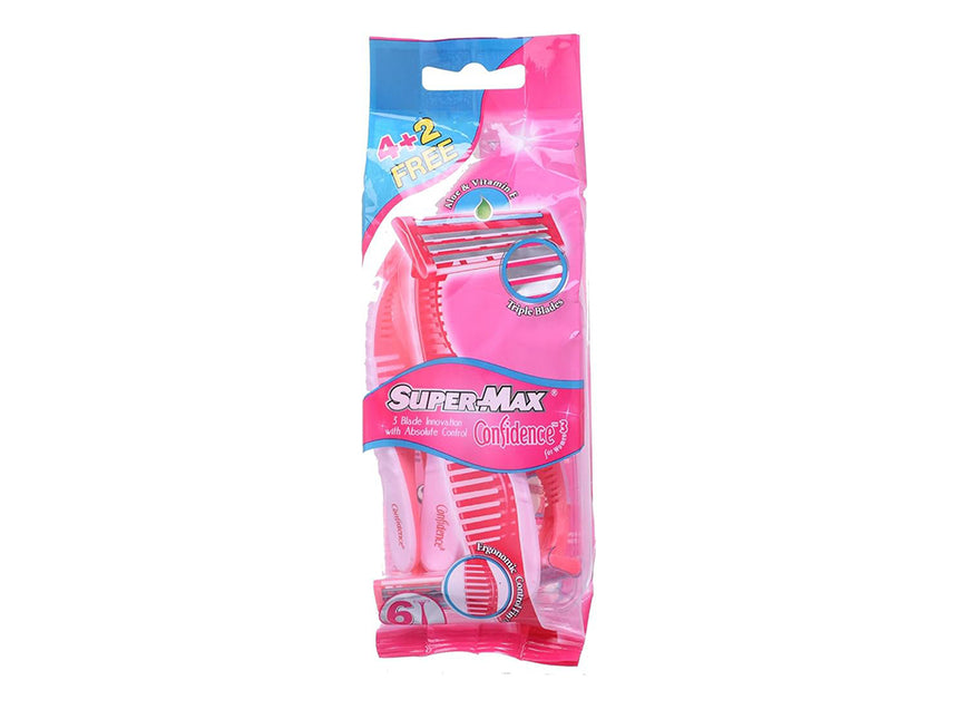 Super Max Ladies Triple Blade Razors 6 Pieces