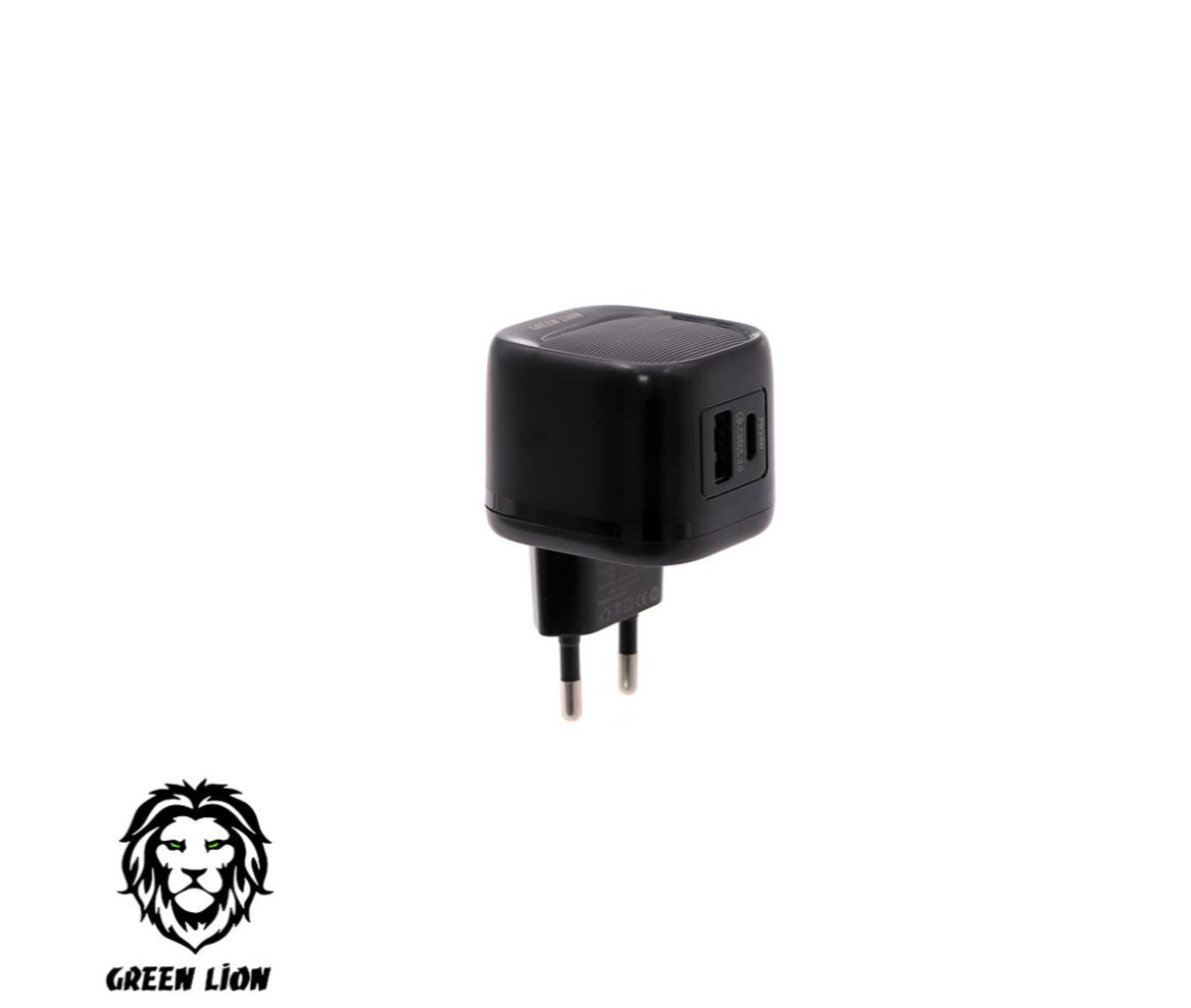 Mobile Charger 20W EU Ultra Compact USB-A USB-C Green Lion